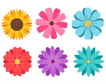 Bright Flower Collection Digital Clip Art for Scrapbooking Card Making Cupcake Toppers Paper Crafts