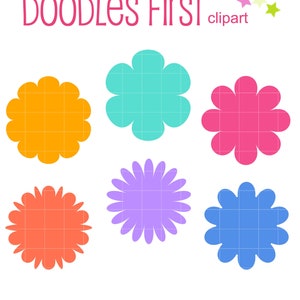 Flower Cloud Shape Digital Clip Art for Scrapbooking Card Making Cupcake Toppers Paper Crafts