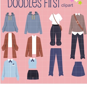 Cute Couple Outfit Digital Clip Art for Scrapbooking Card Making Cupcake Toppers Paper Crafts