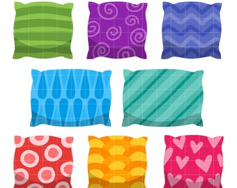 Flauschige gemusterte Kissen Clip Art für Scrapbooking Kartenherstellung Cupcake Toppers Papiermodelle