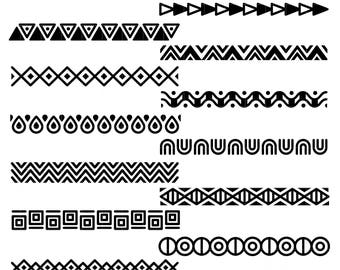 Tribal Borders Clip Art for Scrapbooking Card Making Cupcake Toppers Paper Crafts