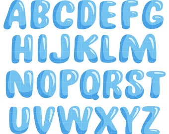 Imágenes prediseñadas de letras de burbujas para álbumes de recortes, tarjetas, adornos para cupcakes, manualidades de papel e invitaciones.