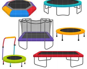 Conjunto de imágenes prediseñadas de trampolines, álbumes de recortes, tarjetas (SVG, PNG, JPG)