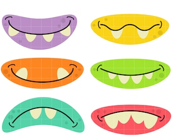 Monster Mouths II Clip Art digital para álbumes de recortes, fabricación de tarjetas, cupcakes, manualidades de papel