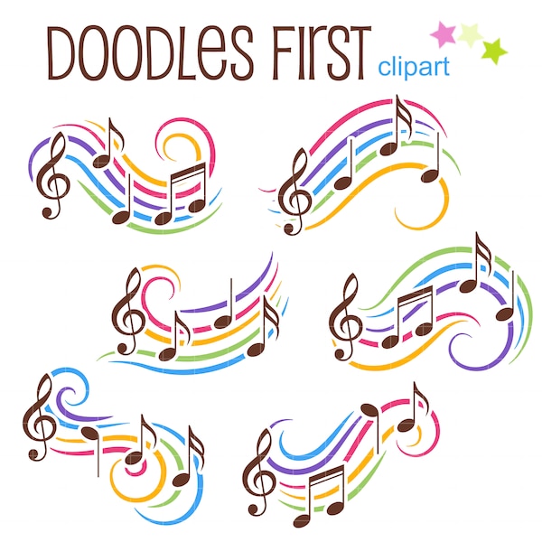 Colorful Music Clip Art for Scrapbooking Card Making Cupcake Toppers Paper Crafts
