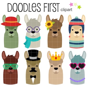 Llama Clipart, Llama SVG, Llama PNG, Llama Clip Art, llama Heads Art, Digital Download, Instant Download