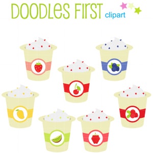 Fruit Yogurt Digital Clip Art for Scrapbooking Card Making Cupcake Toppers Paper Crafts