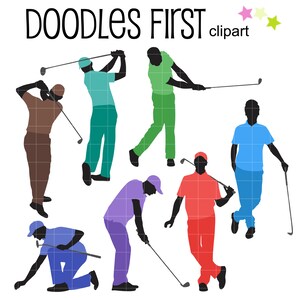 Silhouettes de golfeur Clip Art numérique pour Scrapbooking fabrication de cartes Cupcake Toppers papier artisanat
