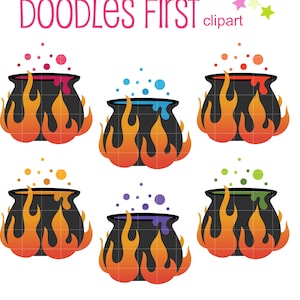 Halloween Cauldron Digital Clip Art for Scrapbooking Card Making Cupcake Toppers Paper Crafts