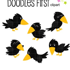 Niedliche Krähe Sammlung Digital Clip Art für Scrapbooking Kartenherstellung Cupcake Toppers Papierhandwerk