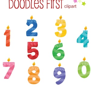 Clip art di candele di compleanno per la realizzazione di biglietti di scrapbooking, toppers per cupcake, creazioni con la carta