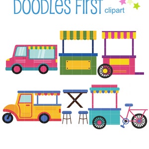 Lege Food Truck en kraam illustraties voor scrapbooking kaarten maken Cupcake Toppers papier ambachten