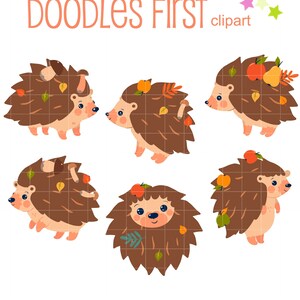 Mignon hérisson d'automne numérique Clip Art pour Scrapbooking fabrication de cartes Cupcake Toppers papier artisanat
