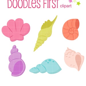 Delicadas conchas de mar Digital Clip Art para Scrapbooking tarjeta haciendo Cupcake Toppers artesanías de papel