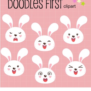 Bunny Face Expressions Clip Art numérique pour la fabrication de cartes de scrapbooking Cupcake Toppers Paper Crafts
