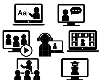 Online Class Icons Digital Clip Art for Scrapbooking Card Making Cupcake Toppers Paper Crafts