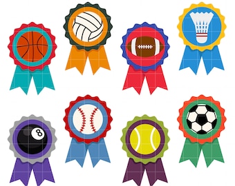 Premios de cinta deportiva, imágenes prediseñadas digitales para scrapbooking, tarjetas, adornos para cupcakes, manualidades de papel