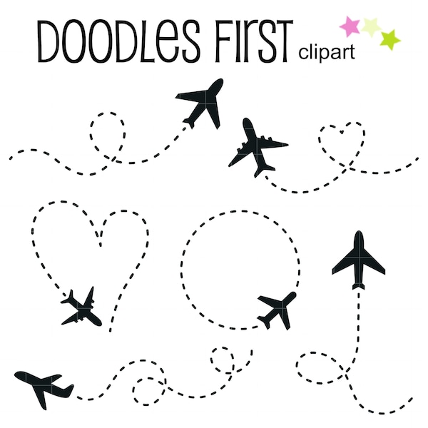 Airplane Trails Digital Clip Art for Scrapbooking Card Making Cupcake Toppers Paper Crafts