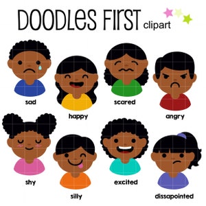Visages émotions numérique Clip Art pour Scrapbooking fabrication de cartes Cupcake Toppers papier artisanat