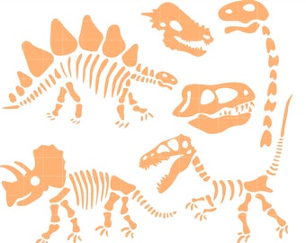 Dinosaur Skeleton Collection Digital Clip Art for Scrapbooking Card Making Cupcake Toppers Paper Crafts