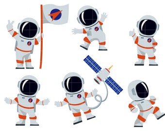 Cute Astronaut Digital Clip Art, PNG, SVG and JPG, Graphics for Scrapbooking Card Making Cupcake Toppers Paper Crafts and Print on Demand