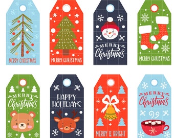 Christmas Tags, Christmas Set Digital Clip Art for Scrapbooking Card Making Cupcake Toppers Paper Crafts