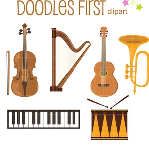Muziekinstrument digitale illustraties voor scrapbooking kaarten maken Cupcake Toppers papier ambachten