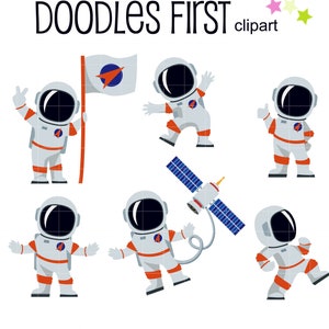 Schattig astronaut digitale illustraties, PNG, SVG en JPG, afbeeldingen voor scrapbooking kaarten maken cupcake toppers papier ambachten en afdrukken op aanvraag