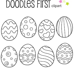 Paasei omtrek tekenen, paaseieren, overzicht doodle illustraties voor scrapbooking kaart maken cupcake toppers papier ambachten SVG bezuinigingen