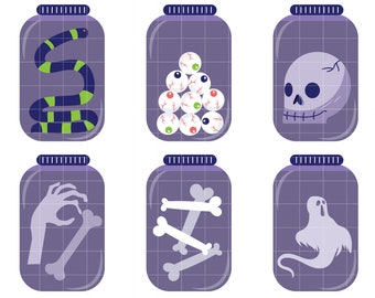 Scary Witch Jar Digital Clip Art for Scrapbooking Card Making Cupcake Toppers Paper Crafts