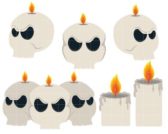 Fiery Skull and Candles Clip Art for Scrapbooking Card Making Cupcake Toppers Paper Crafts