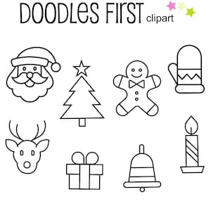 Overzicht kerstkarakters digitale illustraties voor scrapbooking kaarten maken cupcake toppers papier ambachten