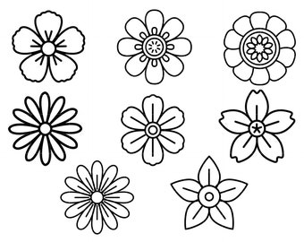 Umriss Blütenblätter Clip Art für Scrapbooking Kartenherstellung Cupcake Toppers Papiermodelle