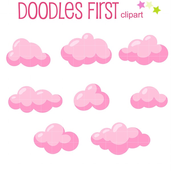 Pink Clouds Collection Clip Art para scrapbooking tarjeta hacer cupcake Toppers Artesanías de papel