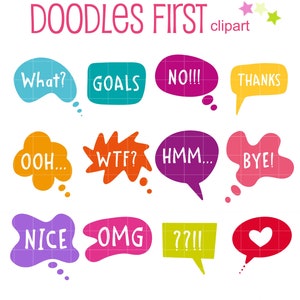 Bubble Talk Phrase Digital Clip Art for Scrapbooking Card Making Cupcake Toppers Paper Crafts