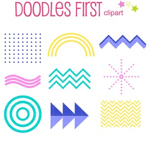 80er Jahre Abstrakte Elemente Digital Clip Art für Scrapbooking Kartenherstellung Cupcake Toppers Papier Handwerk