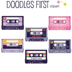 Jaren '80 en '90 Cassette Tape Digitale Clip Art voor Scrapbooking Card Making Cupcake Toppers Paper Crafts