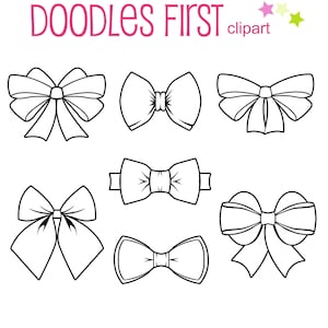 ClipArt di disegno di contorno del nastro con fiocco per la creazione di biglietti di scrapbooking, toppers per cupcake, artigianato con la carta