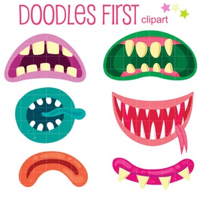 Scary Monster Mouth Digital Clip Art for Scrapbooking Card Making Cupcake Toppers Paper Crafts