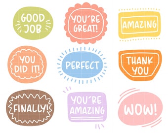 Motivational Banner Sticker Set Digital Clip Art for Scrapbooking Card Making Cupcake Toppers Paper Crafts