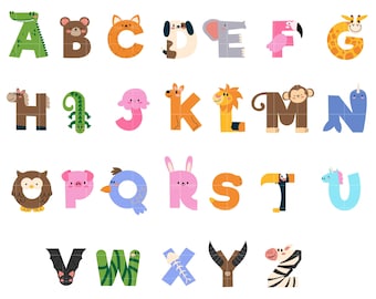 Animal Alphabet Clipart: Cute A-Z Designs (Digital Download)