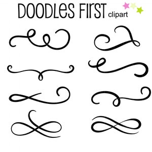 Doodle Swirl and Twirl Clip Art for Scrapbooking Card Making Cupcake Toppers Paper Crafts