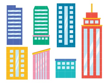 City Buildings Collection Digital Clip Art for Scrapbooking Card Making Cupcake Toppers Paper Crafts