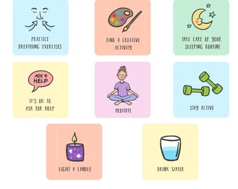 Self Care Pastel Label Digital Clip Art for Scrapbooking Card Making Cupcake Toppers Paper Crafts