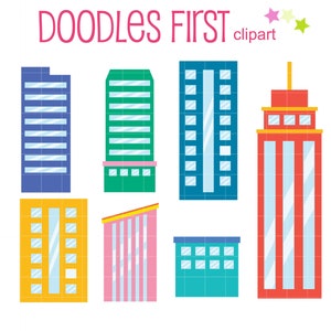 City Buildings Collection Digital Clip Art for Scrapbooking Card Making Cupcake Toppers Paper Crafts