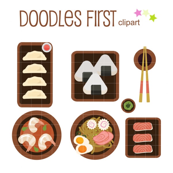 Asian Food Collection Digital Clip Art for Scrapbooking Card Making Cupcake Toppers Paper Crafts