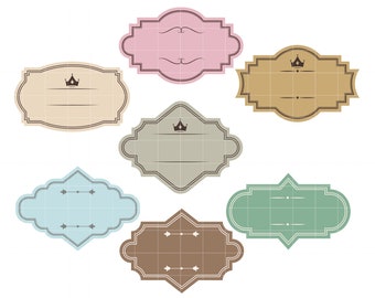 Delicate Vintage Badge Digital Clip Art for Scrapbooking Card Making Cupcake Toppers Paper Crafts