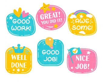 Motivational Words Banner Digital Clip Art for Scrapbooking Card Making Cupcake Toppers Paper Crafts