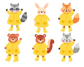 Autumn Animal Outfit Clip Art for Scrapbooking Card Making Cupcake Toppers Paper Crafts