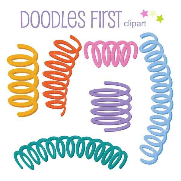 Colorful Coil Spring Digital Clip Art for Scrapbooking Card Making Cupcake Toppers Paper Crafts